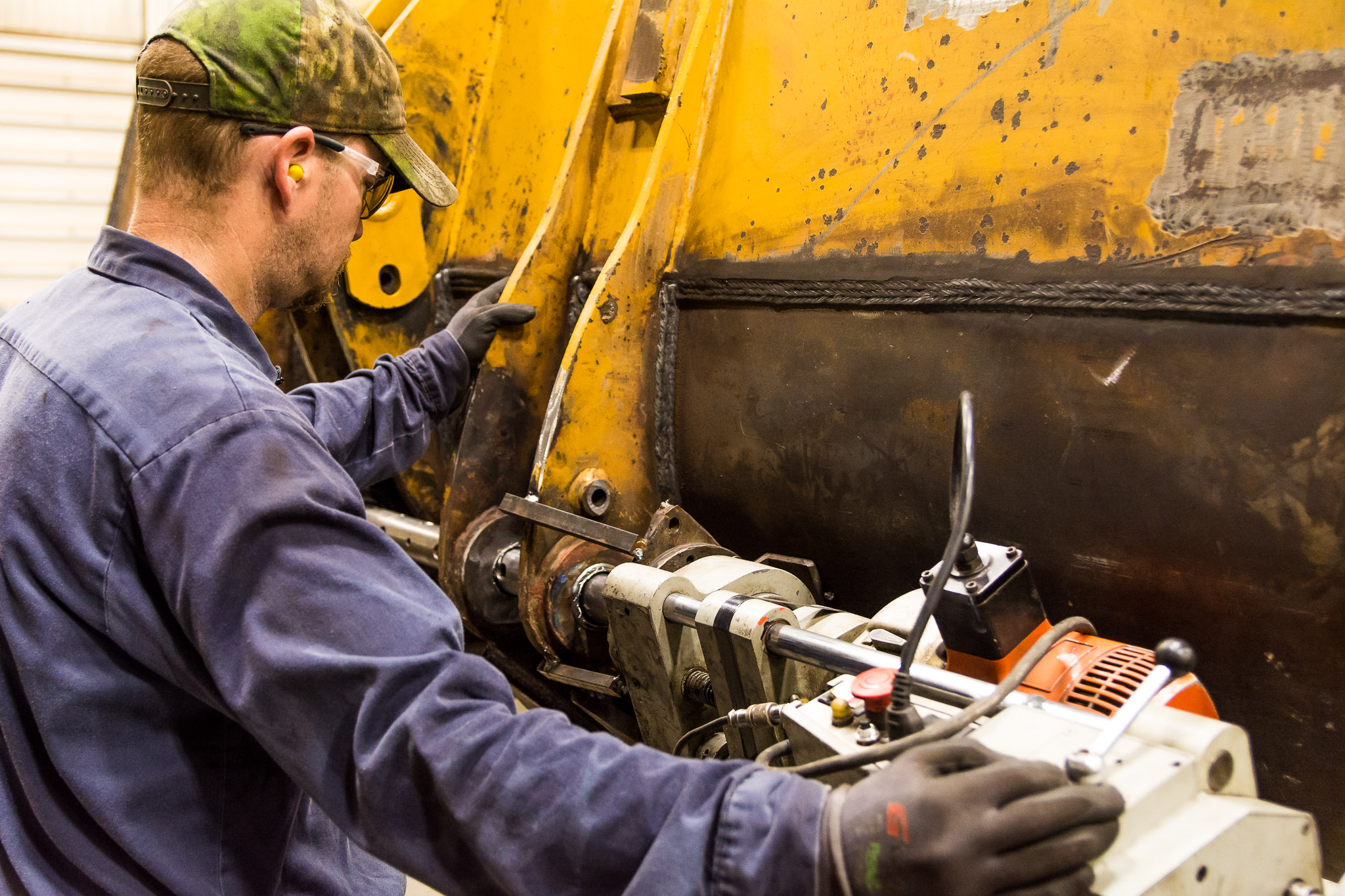 Heavy Bucket Line Boring Repair In Process